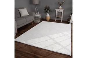 ‎TT HOME TT Home Wohnzimmer Teppich Hochflor Langflor Kunstfell Weich Modern Unifarben Flauschig, Farbe:Weiß, Größe:160x220 cm