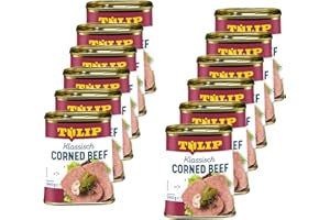 TULIP 12x Corned Beef 340 g | Klassisches Frühstücksfleisch in der Dose | Zartes gepökeltes Fleisch in der Konserve | Konservenfleisch mit 98% Rindfleisch