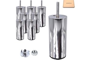 SKIR'CO (8 szt. metalowych mebli 12 cm nogi ze śrubą M8, błyszczące chromowane nóżki meblowe, okrągła noga sofy z nakrętkami (8, wysokość 120 mm)