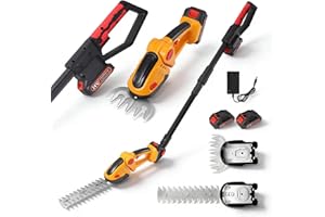 DOEDOEFONG Cortasetos Electrico Telescopico,2 x 1500mAh Cortasetos de Bateria Alcance de y Barra de Extensión de 100cm, Corte de Precisión para Setos y Arbustos Altos, Fácil de Usar, Alto Rendimiento