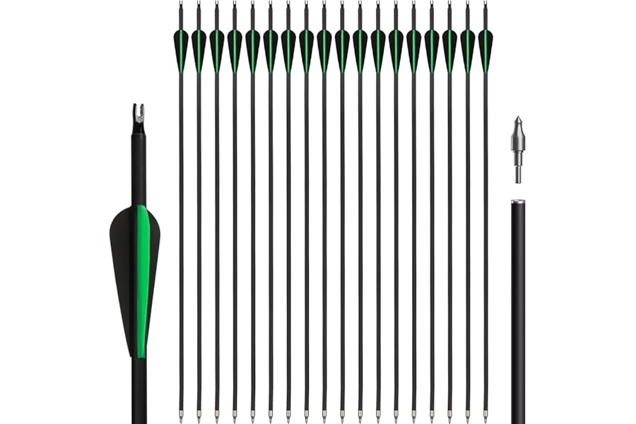NorthSpoor 18 Pcs Archery Carbon Arrow Set, 30 Inch with Removable Arrows for Compound and Recurve Bows Practice Hunting Arrows