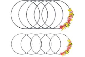 Pilikoll 10 Pcs Metal Craft Rings 10CM DIY Craft Ring Hoops Wreath & 15CM Craft Hoop Rings Round Metal Floral Hoop Silver Ring Wreath Macrame for Dream Catcher, Wedding Party Decoration