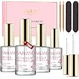 Saviland Dip Powder Liquid Set - 4 PCS 15ml Dipping Powder Liquid System with Dip Base & Top Coat Activator Brush Saver Dip Powder Manicure Starter Kit No Need Curing for Nail Salon & Home DIY