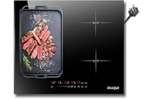 Induction Hob 60CM Cooksir, Plug in Induction Hob 4 Zone with Flexible Zone, 220V Hob Induction 4 Burner 2800W, Electric Hob with 9 Power Level, 99 Mins Timer, Boost, Safety Lock, Keep Warm