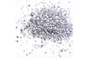 YIYAO Paillettes étoiles,Confettis étoiles 100 grammes étoiles Confettis paillettes étoiles paillettes pour l'artisanat bricolage Nail Art et décoration de fête, argent holographique