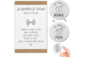 GEBETTER Regalo Embarazada Original Español, 1* Moneda Decisión + 1* Tarjeta Felicitación + 1* Sobre Kraft, Detalle Cosa Recién Nacido Niño Bautizo Bebé Mamá Primeriza Papá Pareja Padres Papis (Plateado 2)