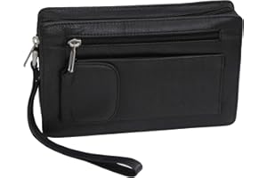 WILD THINGS ONLY !!! Bag Street Herrentasche - Exquisite echt Leder Herren Handgelenktasche Handtasche Handgepäck - Tasche Einzelkammer (Schwarz) - präsentiert von ZMOKA®