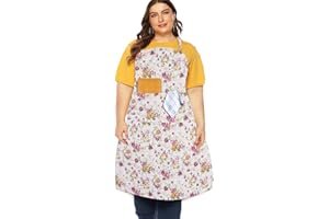FanChose Plus Size Aprons for Women with Pockets, Men Cotton Kitchen Apron, Canvas Cooking Apron for Barber, Baking, Cooking, Painting, Garden Gardening, Cleaning, BBQ