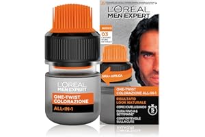 L'ORÉAL PARIS L’Oréal Paris Men Expert Colorazione Uomo One-Twist All-in-One, Risultato naturale, Applicazione facile e veloce, Castano Scuro Naturale (03)
