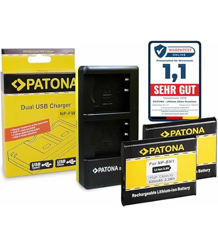 PATONA 2 Batterie NP-BN1 Da 630mAh Per Sony CyberShot – Ricambio Perfetto Per DSC-WX, TX, T, QX E Serie W