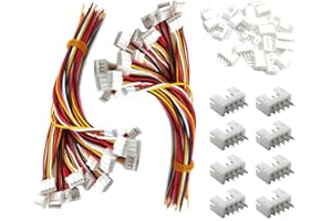HUAZIZ 50 Set di Connettori JST 2.0 Ph 4 pin, 50 Pezzi mini Connettore JSt Ph2.0 a 4 Pin Femmina con Cavo da 150 mm e 50 Pezzi Maschio Micro JSt Ph2.0 mm 4 Pin Connettore Spina