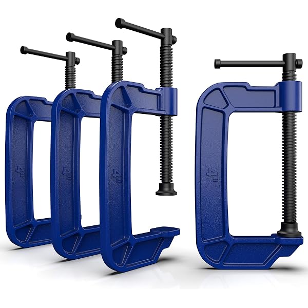 EXXO Tools - 3 PC Set Heavy Duty Iron C-Clamps | 3 Inch, 4 Inch, 6