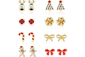 TATUO 8 Paare Weihnachten Charme Ohrstecker Ohrringe Set, Feiertags Ohrring Weihnachten Ohrringe für Frauen Mädchen