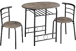 Soberine Set Tavolo Moderno con 2 Sedie per Sala da Pranzo, Set 3 Pezzi Mobili Salvaspazio da Cucina Balcone Ristorante Bar per 2 Persone in Legno e Metallo Sedia Portata Marrone/80 x 53 x 75,5 cm