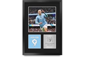 HWC Trading Erling Haaland Manchester City Gifts Printed Signed Autograph Picture for Football Fans and Supporters - A3 Portrait Framed