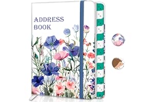 BLESWIN Carnet d'adresses avec onglets alphabétiques, carnet d'adresses et de téléphone pour garder les contacts organisés, livre cartonné en petits et gros caractères, adapté à la maison et au bureau