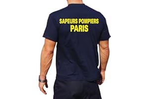FEUER1 T-shirt fonctionnel Navy avec protection UV 30+, Sapeurs Pompiers Avec nom de la Ville (jaune fluo/jaune fluo)