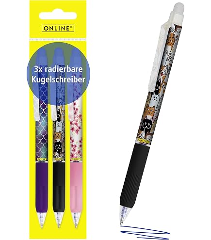 Radierbarer Kugelschreiber, Pack of 4 Gelstifte Radierbar, Erasable 0.5 mm Tintenroller Pen with 5 Refills, Gel Pens for Children, Students, School, Office (Blue) (Blau Radierbarer Kugelschreiber, Pack of 4 Gelstifte Radierbar, Erasable 0.5 mm Tintenroller Pen with 5 Refills, Gel Pens for Children, Students, School, Office (Blue) (Blau