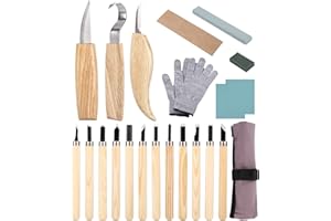 JOFLVA Herramientas De Talla De Madera, 22 Piezas Tallar Madera Con Cuchillo De Gancho, Cuchillos Para Tallar Madera Seco, Juego De Cinceles, Para Principiantes Y Profesionales Escultores.