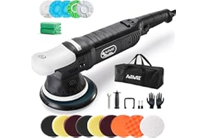 AUTIWOZ Lucidatrice auto, lucidatrice eccentrica, 850 W, 6 velocità variabili, 1800 – 4800 giri/min, manico D rimovibile e maniglia laterale, cavo da 3 m, per lucidare auto, barca, moto