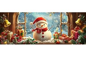 Bimkole 5D DIY Grand Diamond Painting Kits Bonhomme De Neige, Noël Broderie Diamant Kits De Broderie Au Point De Croix Strass Rond Résine Peinture Décor à La Maison 30x80 cm