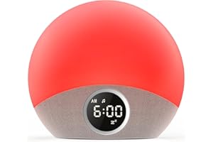 Dreamegg Sunrise Alarm Clock Wake up Light, Sound Machine with 30 Soothing Sounds, Digital Alarm Clock, 8-Colour Night Light for Sleep, Night Feeds & Reading, Dimmable Bedside Lamp for Bedroom & Gift