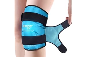 NEWGO Bolsa de Hielo Doble Cara para Rodillas, Vendaje de Enfriamiento de Rodilla de Terapia Caliente y Fría, Gel de Hielo para Alivio del Dolor de Rodilla, Cirugía de Rodilla （Azul Claro）