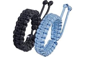 Jewboo Paracord Survival Bracelets Braided Paracord Handmade Rope for Couples Men Women Adjustable Size(Set of 2)