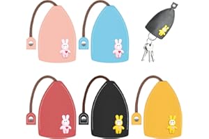 WISESURF 5 Pcs Car Key Bag, PU Leather Pull Out Cute Creative Pull Out Key Sleeves Cartoon Key Wallets Housekeepers Key Cover Cases, Large Capacity Fob Car Key Holder Protection for Men Women Gifts, 5 colors