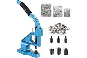 BOOMSTART Eyelet Punch Kit, Heavy Duty Eyelet Machine Hand Press Grommet Machine Set, 6/10/12mm Eyelets Press Machine with 1500 pcs Silver Eyelets for Tarpaulins Curtain Banner Fabric Shoe Bag