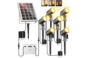 CLY Zewnętrzny reflektor solarny Ciepła biel, zewnętrzny reflektor solarny 2 tryby dynamiczne 3 jasności Zewnętrzna lampa solarna Ogród 6000mAh Zewnętrzne oświetlenie solarne P66 na ścieżkę 6 w 1