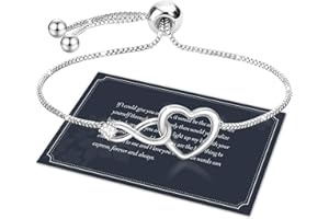 J.Fée Regalo Donna Regalo per Lei, Bracciale Donna Argento 925 con Infinito Cuore Bracciale Argento Regolabile Bracciali Regalo per Mamma Amica Ragazza