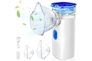 Sentasi Aerosol Portatile per Bambini Adulti Nebulizzatore Ultrasuoni Silenzioso,Inalatori aerosol elettrici con Maschere e Ugello,2 Modalità di Alimentazione Velocità di Atomizzazione Regolabile