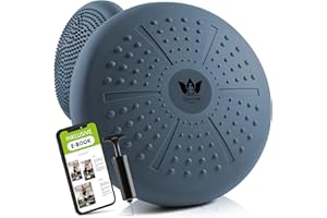 ZENONE SPORTS ZenBalance Plus Cuscino Propiocettivo, Cuscino Ortopedico per Riabilitazione, Disco Propiocettivo Gonfiabile per Postura, Balance Board per Sport & Fisioterapia, incl. Pompa, e-Book, 33 cm