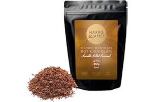 Harris & James Drinking Chocolate | Smooth Salted Caramel Milk Chocolate Flakes 250g | Decadent Bean To Bar Hot Chocolate From Cocao Beans | Hand Made in Small Batches