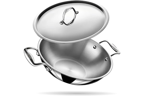 Stahl Artisan Triply 3.3 L, 26 cm Stainless Steel Kadhai with Lid,Kadai for Cooking, Stainless Steel Cookware Triply Kadai, Induction & Gas Stove Compatible