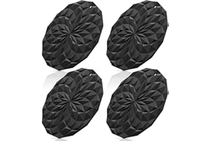 STLIAN Silicone Trivet Mats - 4 Pack Pot Holders - 18.8cm Thickened Hot Pads for Hot pots, Pans and Dishes, Heat Resistant Silicone Trivet for Table and Counter Top Black