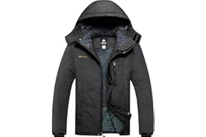 GEMYSE Men's Mountain Waterproof Ski Jacket Windproof Fleece Outdoor Winter Coat with Hood