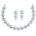 ZENEME Rhodium Plated Silver Toned White American Diamond Studded Flower Shaped Jewellery Set For Girls and Women