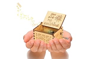 hadio You Are My Sunshine Music Box, Music Box You Are My Sunshine Gifts for Women, You Are My Sunshine Gifts Music Box for Girls Boys, Hand Crank Wooden Music Box as Gifts for Him & Her
