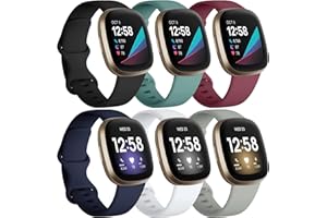 Charlam 6 Pack Ersatzarmband Kompatibel mit Fitbit Versa 3/ Versa 4/ Fitbit Sense/Sense 2 Armband, Weiches Uhrenarmband Sports Watch Armbänder für Damen Herren, Klein