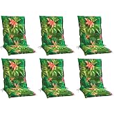 Gartenstuhlauflagen Mittellehner 6er Set - 110 x 50 cm - Gr n - Dschungelmotiv - Baumwolle - Polyester - Sesselauflage Sitzpolster Stuhlauflage
