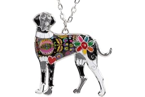 DOWAY Great Dane Necklace for Women Girls Charm Enamel Pet Dog Pendant Alloy Chain Fashion Jewelry Gift
