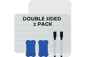 Hiziwimi 2Pcs 30×22.5 CM Weiße Tafel Trocken Abwischbares Mini Whiteboards, A4 Blanko & Linie Doppelseitige Weiße Tafel (2)