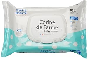 Corine de Farme - Lingettes Bébé Nettoyantes - Change Fresh & Natural x70, Produit avec Fibre d'Origine Végétale, 97% d'Origine Naturelle, Capot Refermable