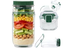 Mjuthy Ensalada de lado abrir con compartimento anti-fugas para aderezos – Recipientes para preparar comidas portátil, ensaladera reutilizable para oficina, gimnasio, picnic y viajes