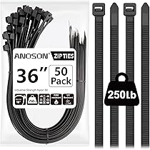 ANOSON Kabelbinder Set – 300 Stück In 30,5 Cm, 45,7 Cm & 61 Cm – Strapazierfähig, 100 Kg Zugfestigkeit, Schwarz