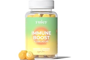 ‎YUICY yuicy Immune Boost Multivitamin Gummibärchen. Hochdosierter Immun Boost. Immunsystem stärken mit Vitamin D3, C, K2, K1 + 16 Mikronährstoffe. 60 Gummies.
