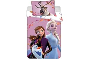 Jerry Fabrics Children's Bed Linen 100 x 135 cm Toddler Baby Bed Linen Set Duvet Cover Made of Cotton Oeko-Tex Standard for Girls Frozen Anna Elsa Olaf Sven