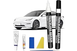 LEOEASIY Lackstift Auto für Tesla Model Y/X/S/3,Lackstift Weiß Auto,Lackstifte für Auto Kratzer,Lack Reparatur Kit,Kompletter Werkzeugsatz für die Autolackreparatur für Tesla Besitzer (Pearl White-PPSW)